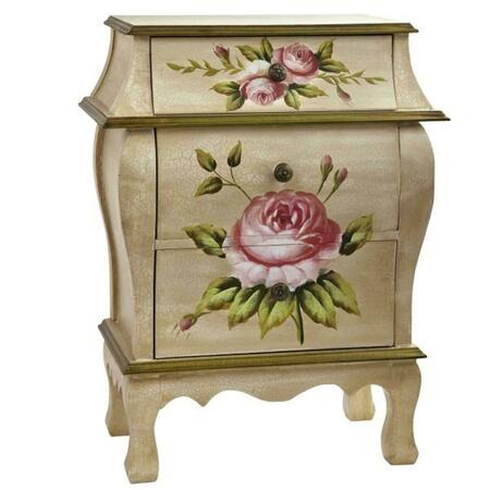 NEARLY NATURAL Antique Night Stand With Floral Art 7012